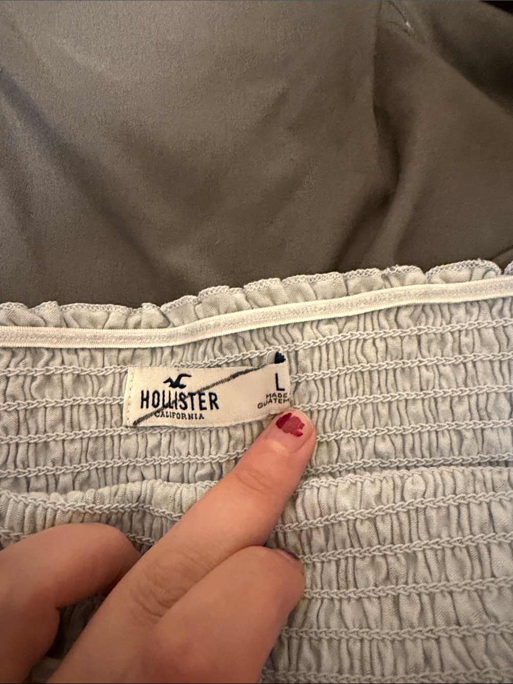 Hollister Light Gray Smocked Strapless Top - Picture 2 of 2